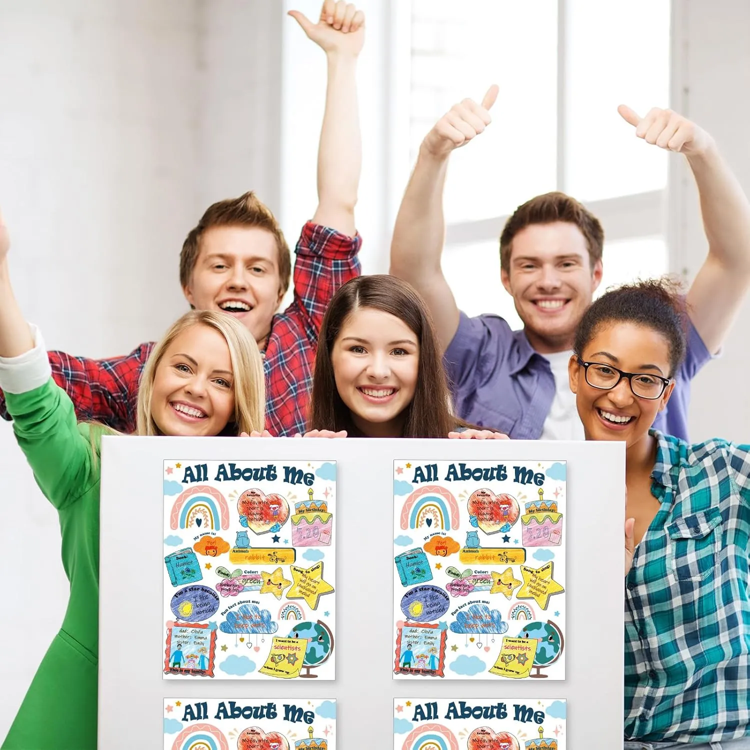 NEW Retails $40, Set of 40 Boho Read All About Me Posters Star Students Posters Boho Rainbow Posters to Fill in for Kids Students Teachers All About Me Posters Decoration Elementary School Kindergarten Classroom Supplies