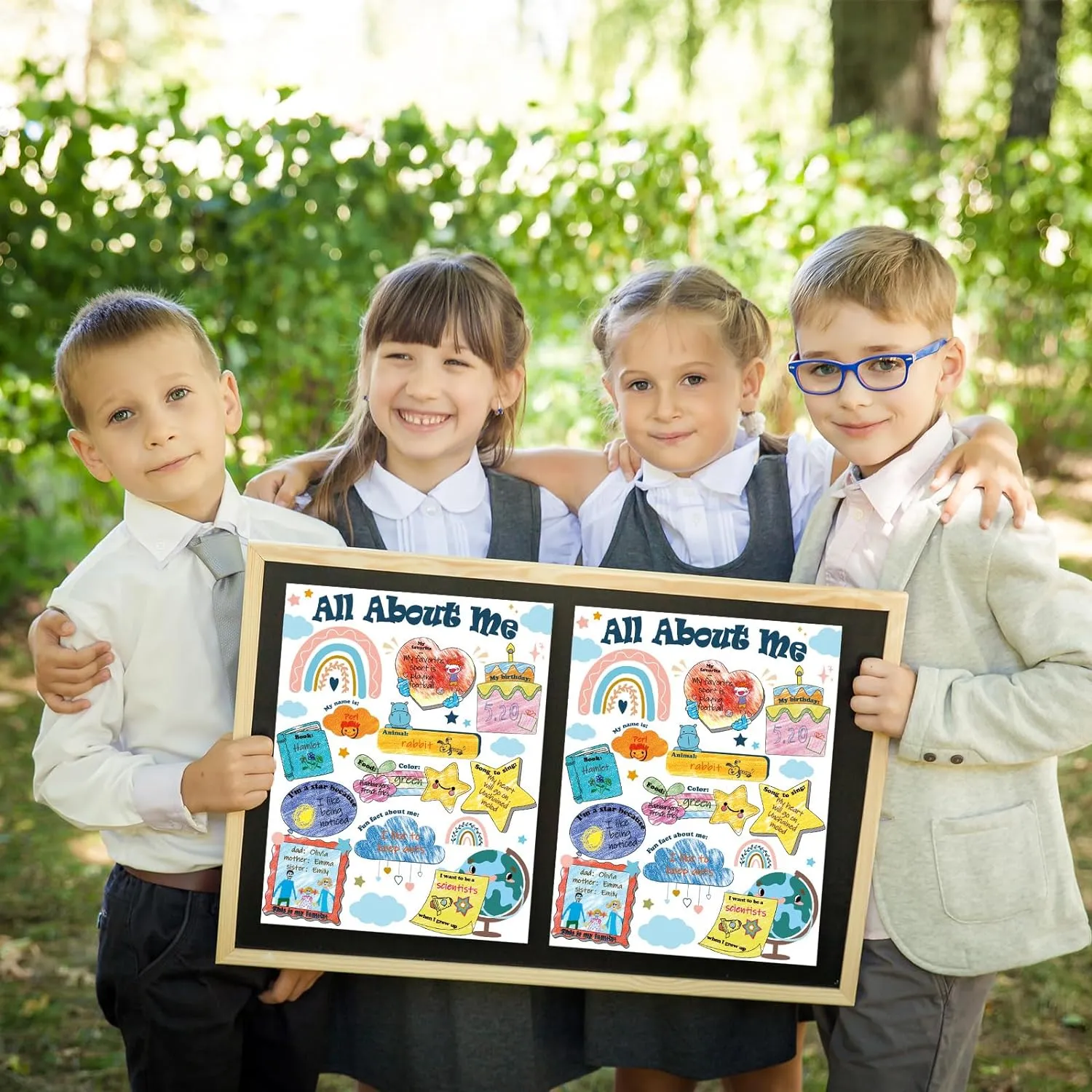 NEW Retails $40, Set of 40 Boho Read All About Me Posters Star Students Posters Boho Rainbow Posters to Fill in for Kids Students Teachers All About Me Posters Decoration Elementary School Kindergarten Classroom Supplies