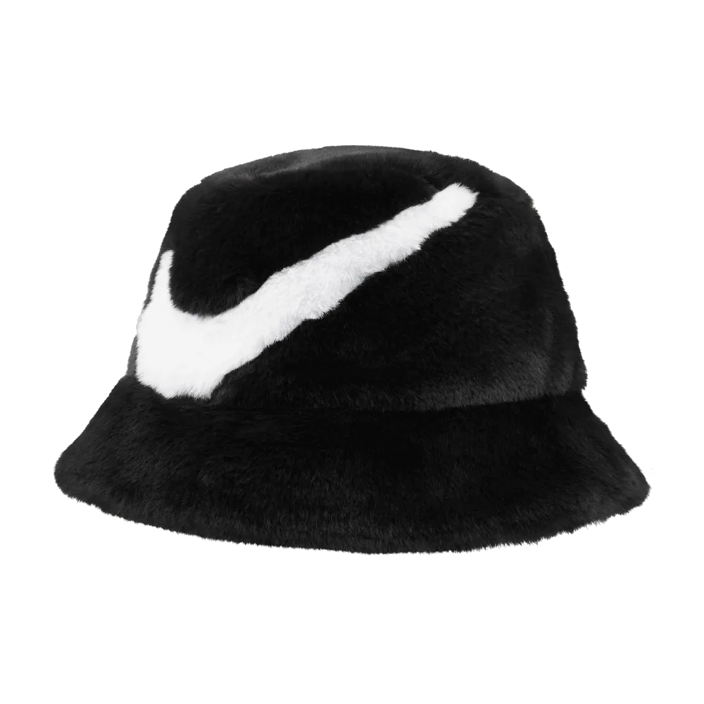 Nike Apex Faux Fur Swoosh Bucket 'Black/White'