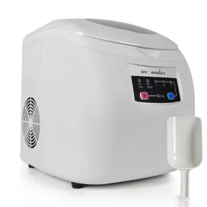 NutriChef - Countertop Ice Maker Machine - Heavy Duty High-Powered Freezing w/ Built in Freezer Oversized Bucket Includes Ice Shovel Hand Scoop - Easy Touch LED Button Display - PICEM20
