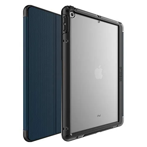 OTTERBOX SYMMETRY FOLIO SERIES Case for iPad 7th, 8th & 9th Gen (10.2" Display - 2019, 2020 & 2021 version) - Retail Packaging - COASTAL EVENING (CLEAR/BLACK/BLAZER BLUE)