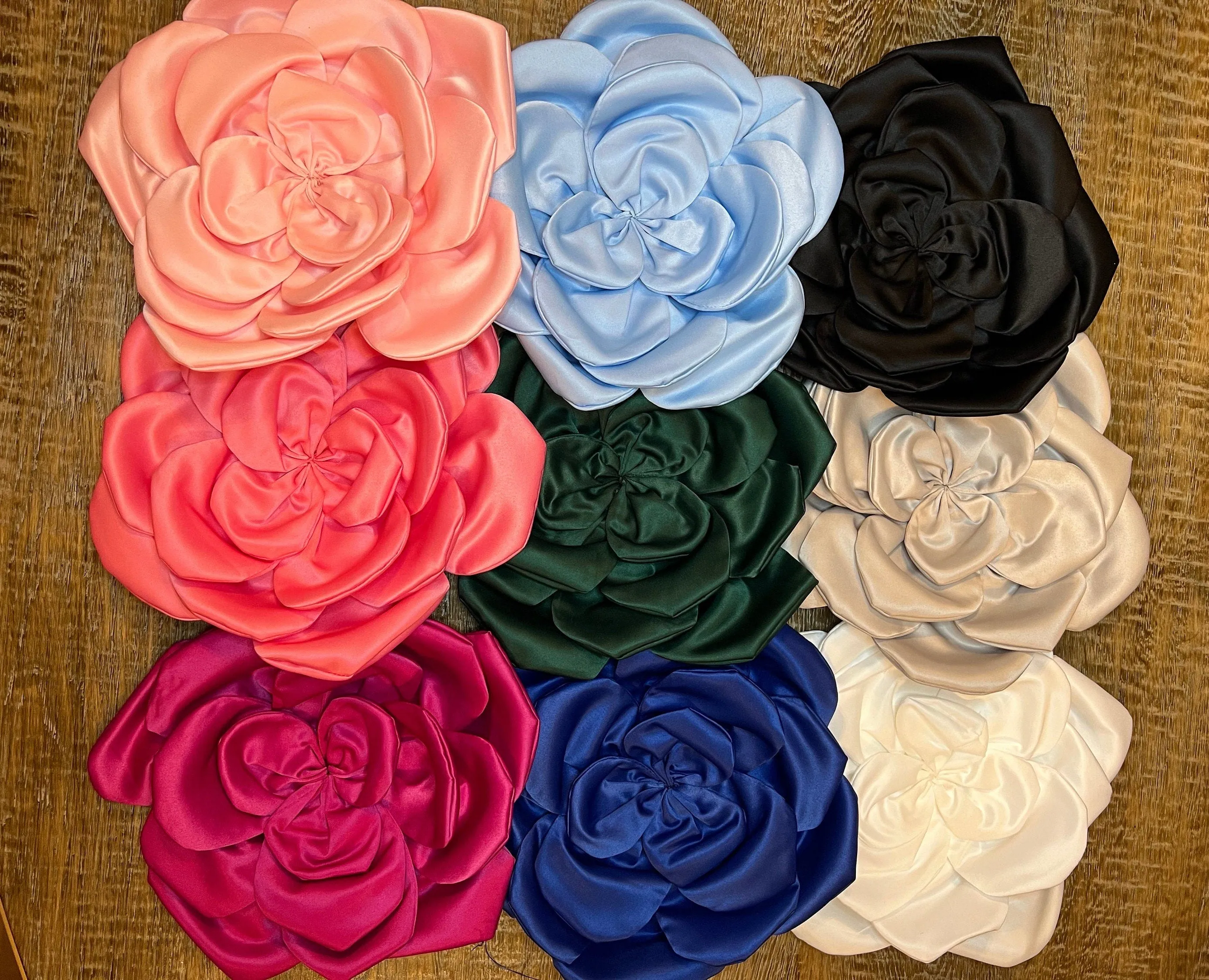 Oversized Large Corsage Flower, Coral Pink, 9 colours, 11” Wide, 27cm, Pin on Corsage, Bridal, Clothing, Dress, Hat, Accessory, FAN Design