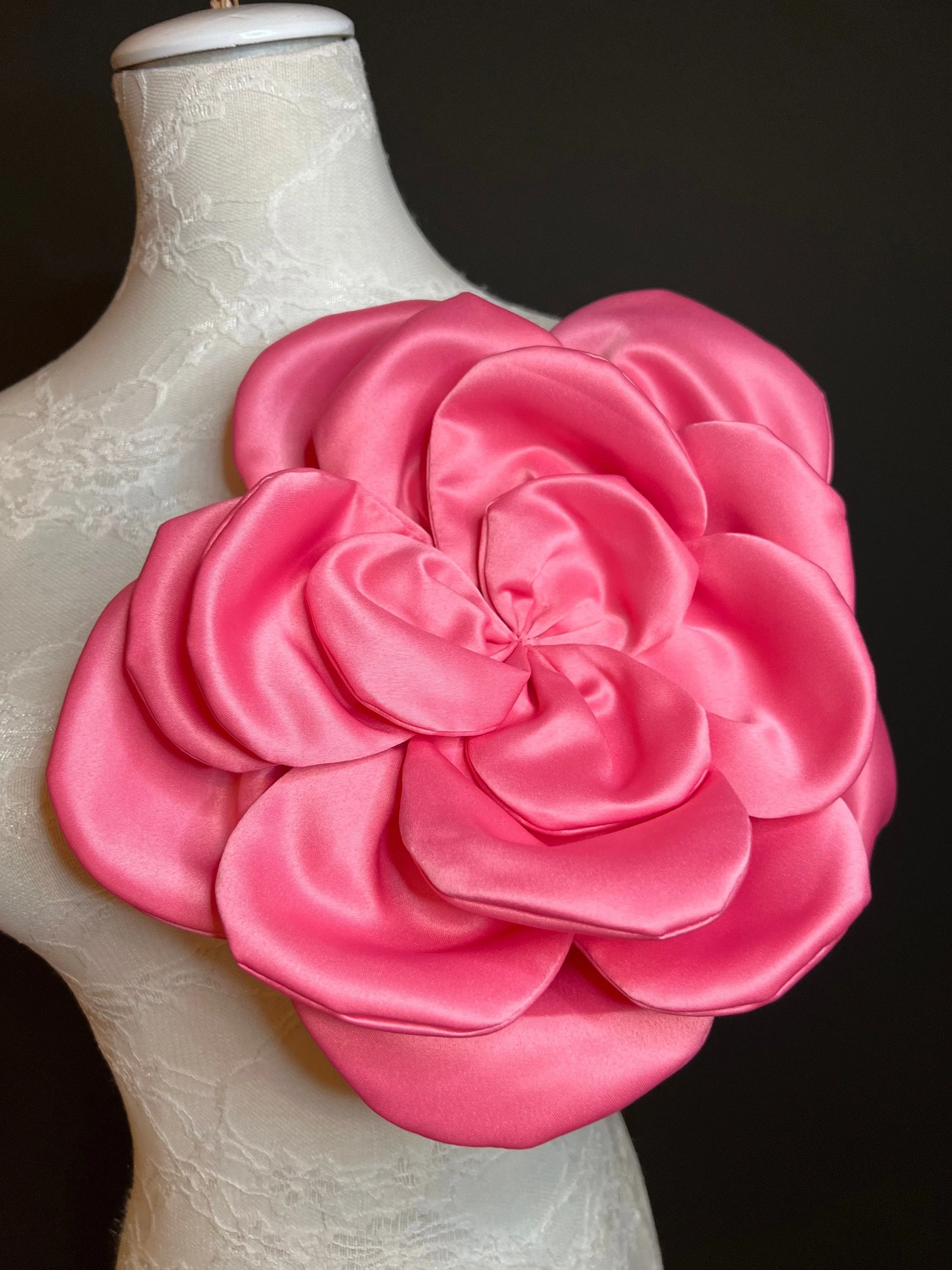 Oversized Large Corsage Flower, Coral Pink, 9 colours, 11” Wide, 27cm, Pin on Corsage, Bridal, Clothing, Dress, Hat, Accessory, FAN Design