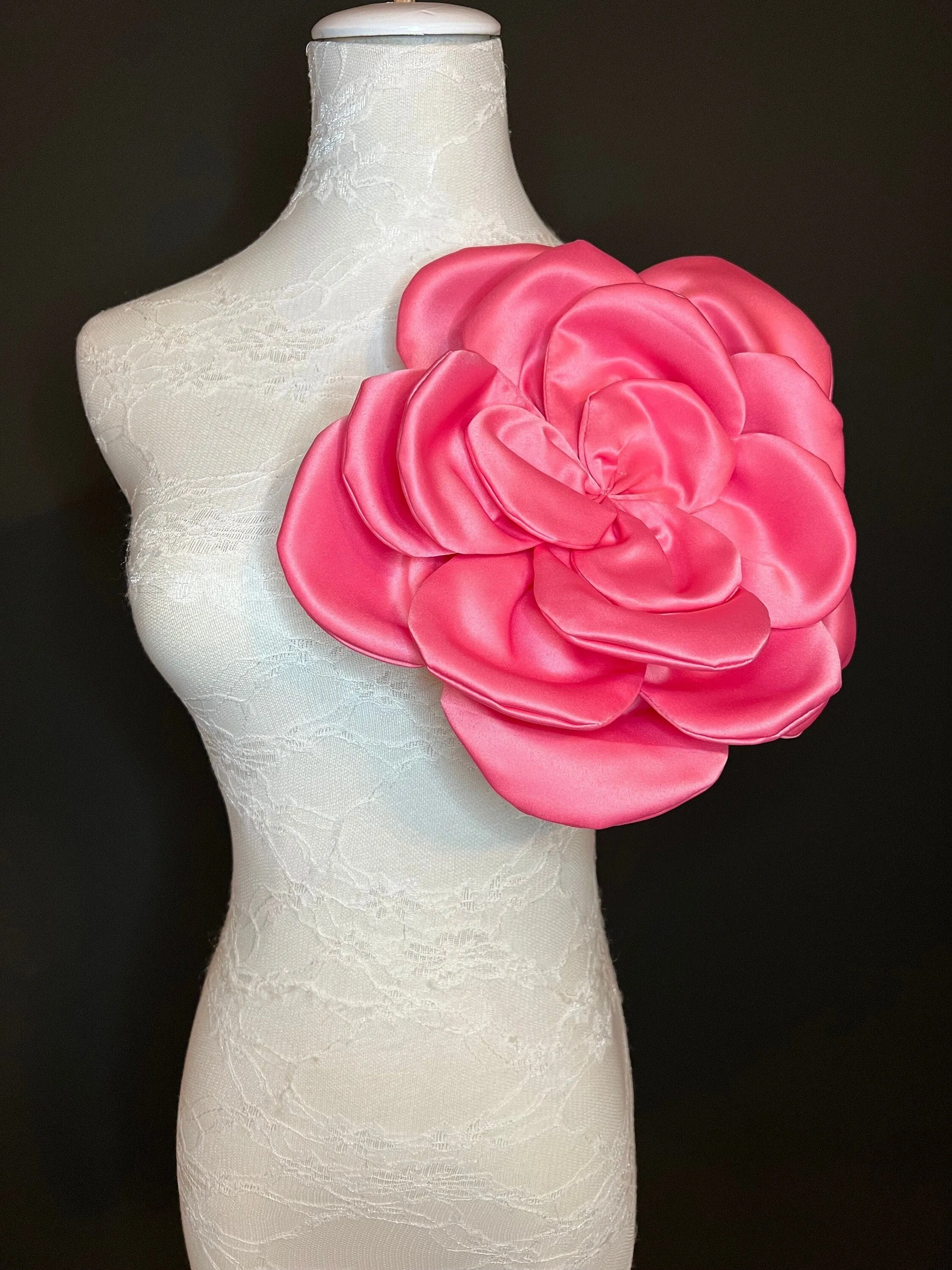 Oversized Large Corsage Flower, Coral Pink, 9 colours, 11” Wide, 27cm, Pin on Corsage, Bridal, Clothing, Dress, Hat, Accessory, FAN Design