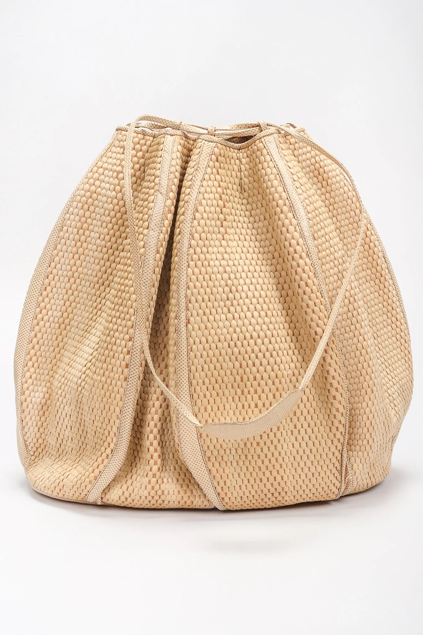 Oversized Woven Lizard Bucket Bag