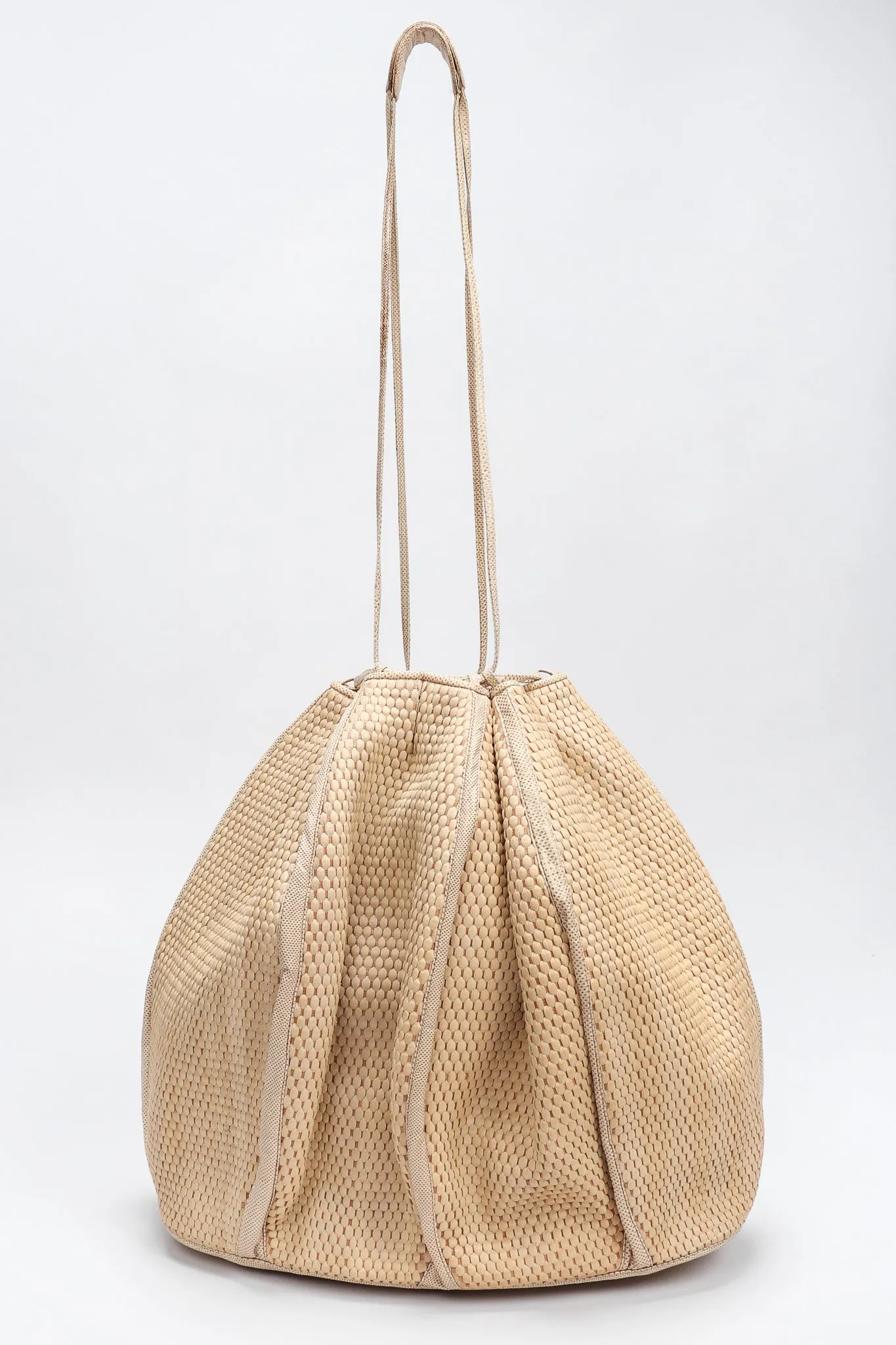 Oversized Woven Lizard Bucket Bag