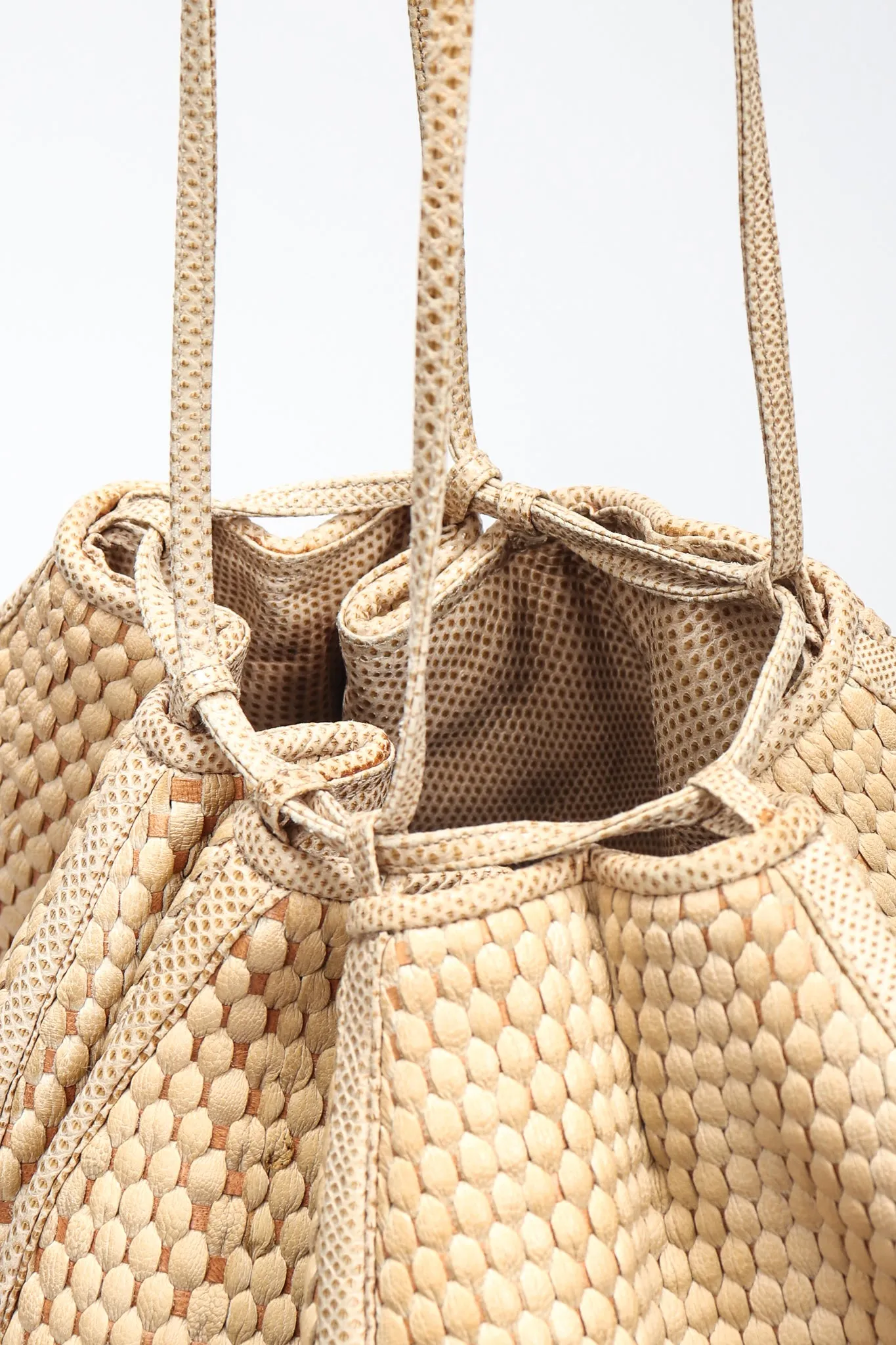 Oversized Woven Lizard Bucket Bag