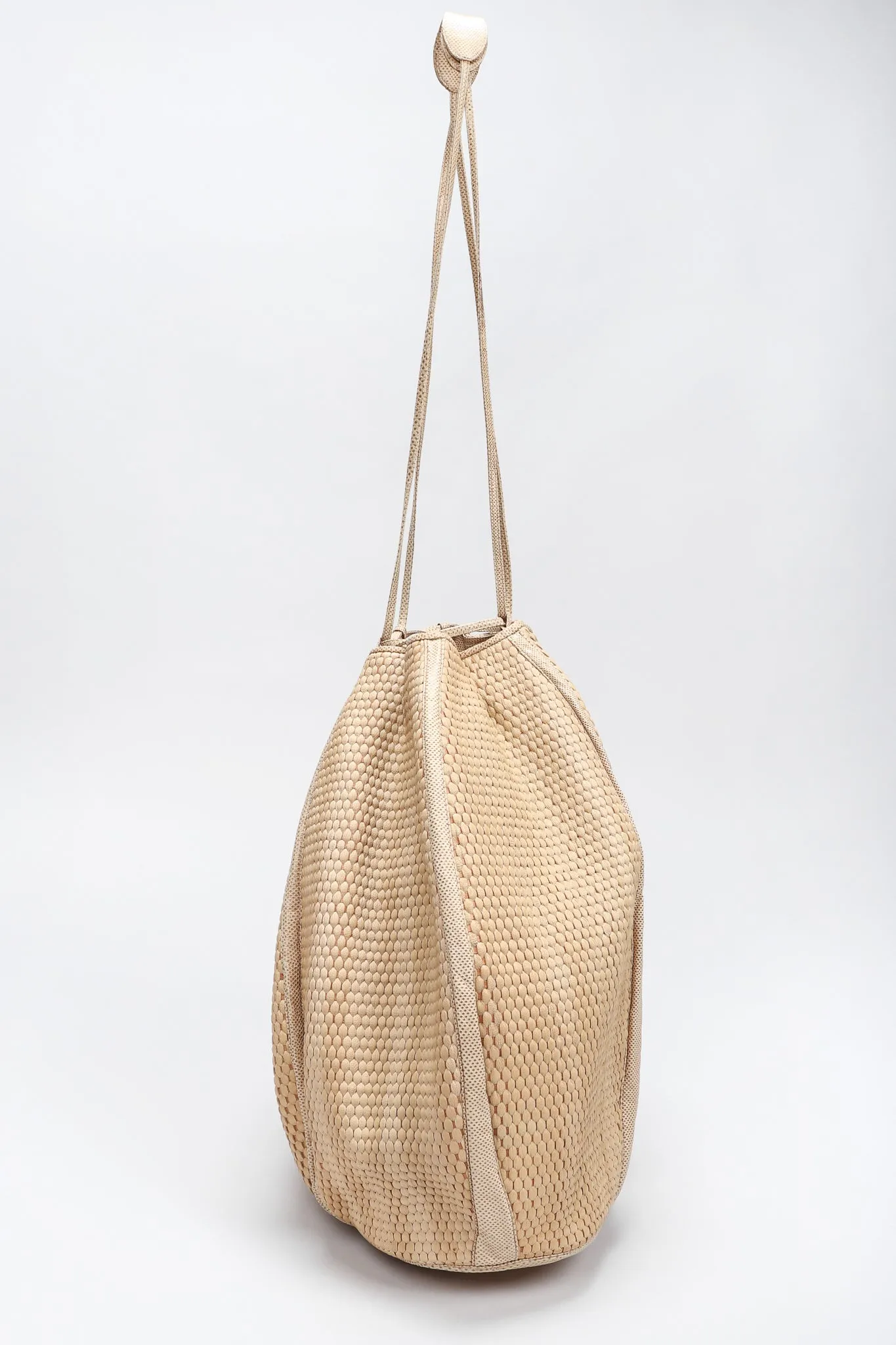 Oversized Woven Lizard Bucket Bag