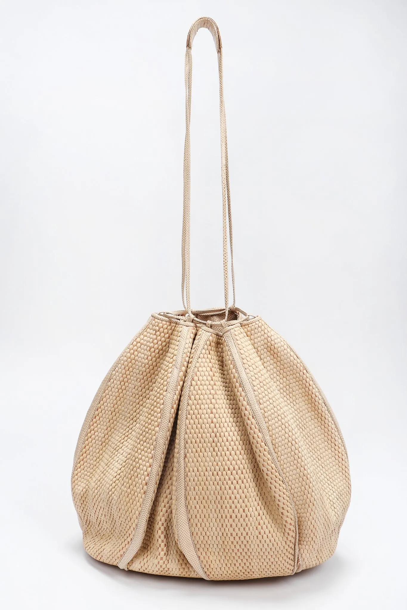 Oversized Woven Lizard Bucket Bag