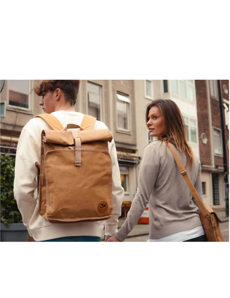 PAPERO Rucksack LIZARD 21 L PRAKTISCH aus waschbarem Kraft Papier leicht, reißfest und wasserfest nachhaltig