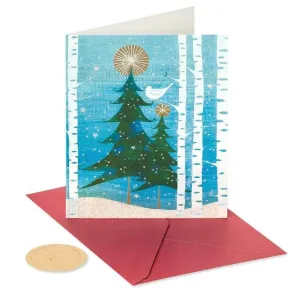 Papyrus Christmas Cards Boxed, Holiday Snowbird and Tree (20-Count)