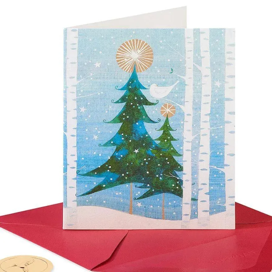 Papyrus Christmas Cards Boxed, Holiday Snowbird and Tree (20-Count)