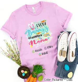 Personalized Shirt For Nana Every Bunny's Favorite & Easter Eggs with Custom Grandkids Name Easter Day Tee