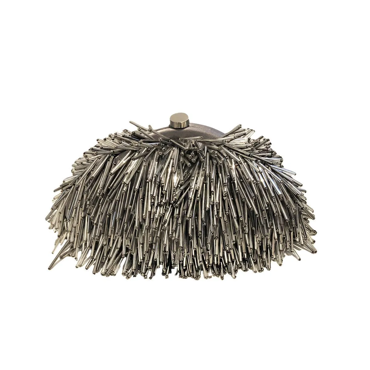 Pewter Fringe Clutch
