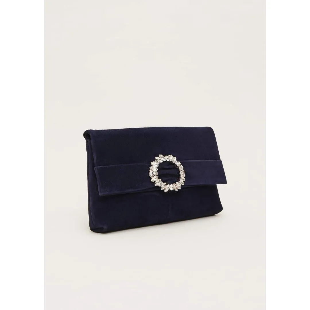 Phase Eight Embellished Slim Clutch Bag - Navy