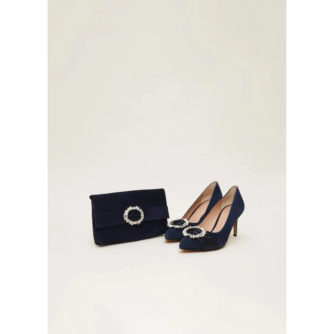 Phase Eight Embellished Slim Clutch Bag - Navy