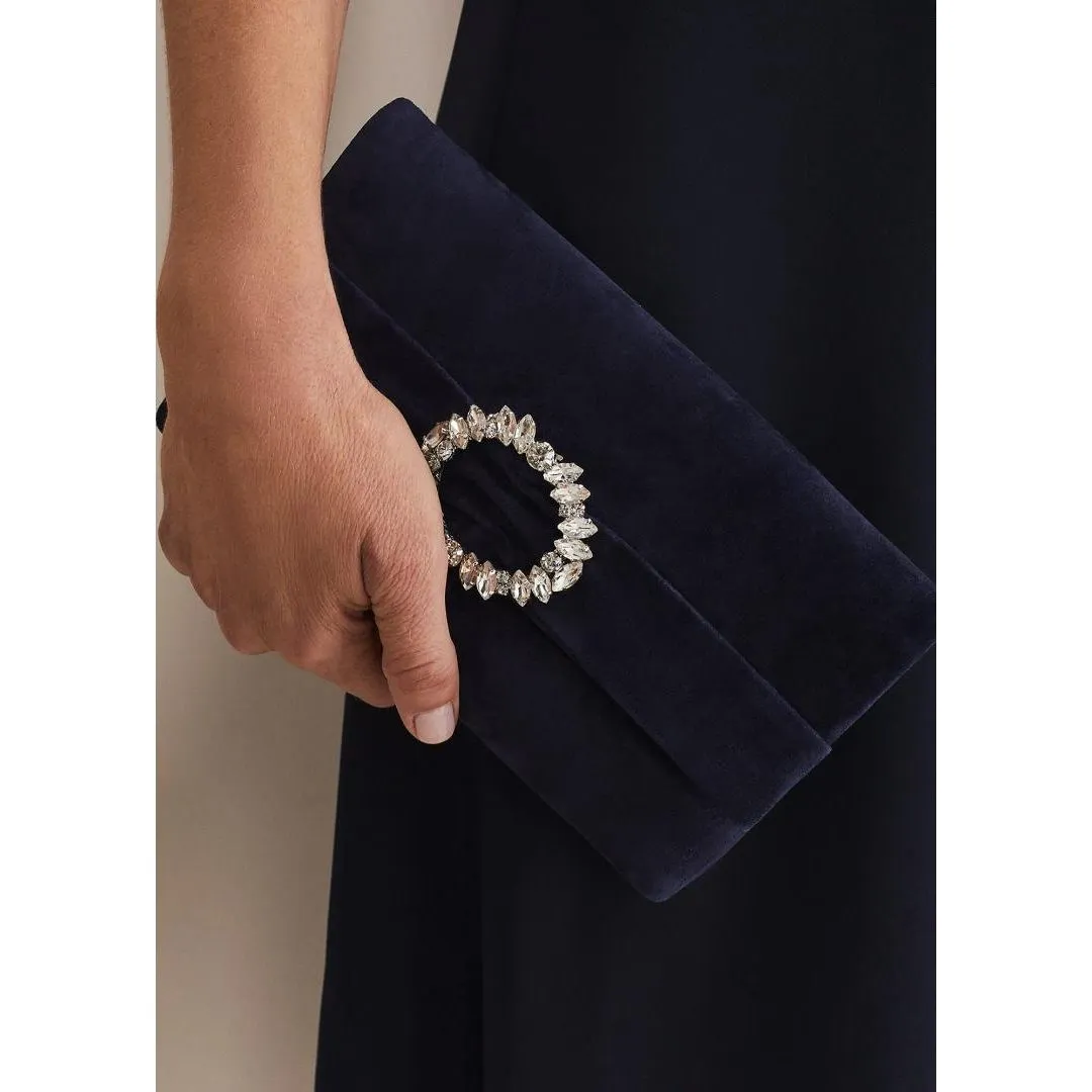 Phase Eight Embellished Slim Clutch Bag - Navy