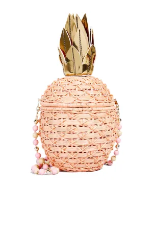 PINEAPPLE PEACH WICKER CLUTCH