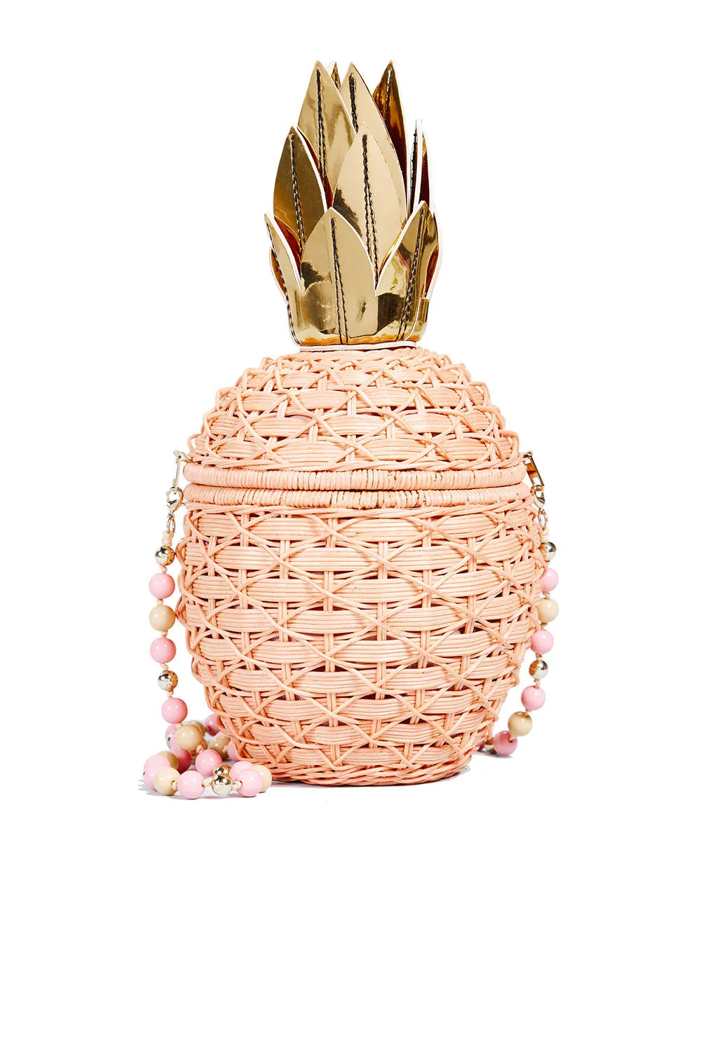 PINEAPPLE PEACH WICKER CLUTCH