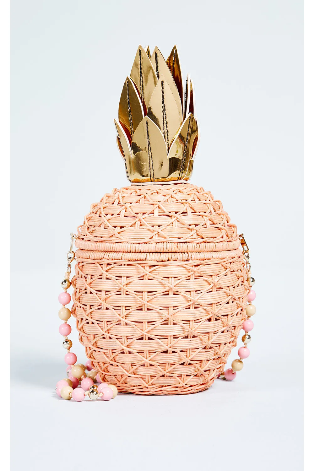 PINEAPPLE PEACH WICKER CLUTCH