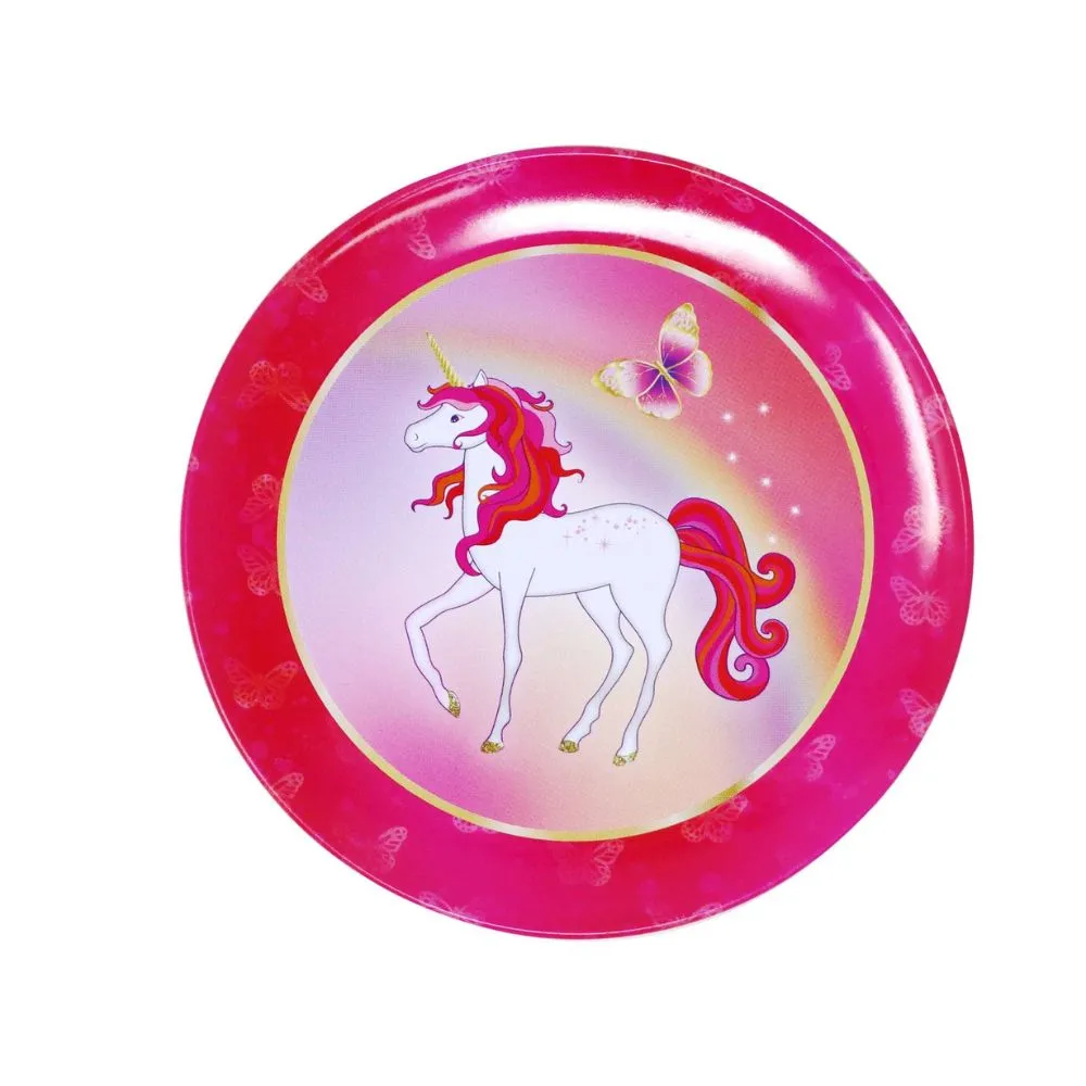 Pink Poppy Unicorn Butterfly 14 Piece Kids Play Pretend Tin Tea Set