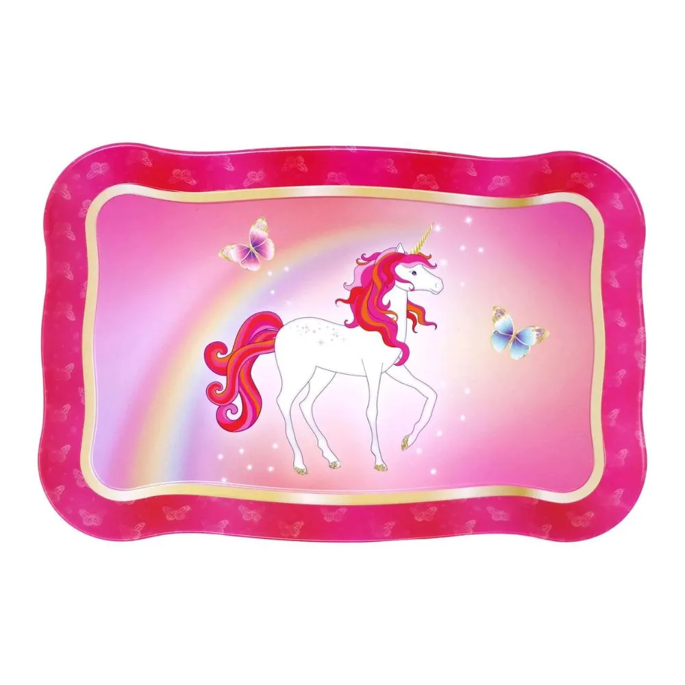 Pink Poppy Unicorn Butterfly 14 Piece Kids Play Pretend Tin Tea Set