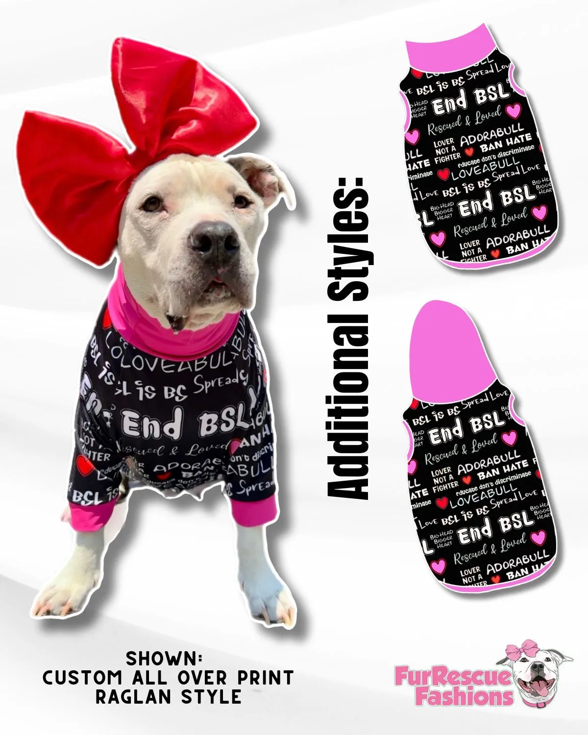 Pittie Proud Black - End BSL Dog Pajama with Hot Pink Neck & Trim/Sleeves