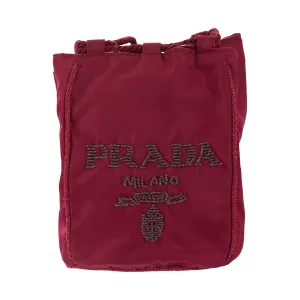 Prada Purple Beaded Logo Drawstring Bag