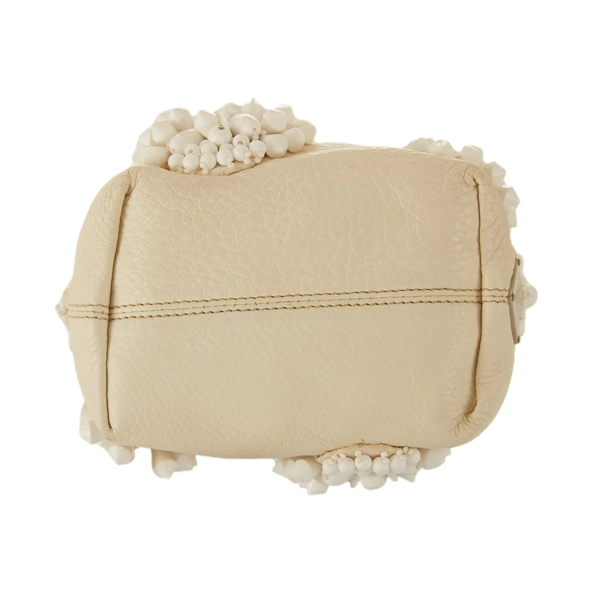 Prada White Beaded Mini Ring Handle Bag