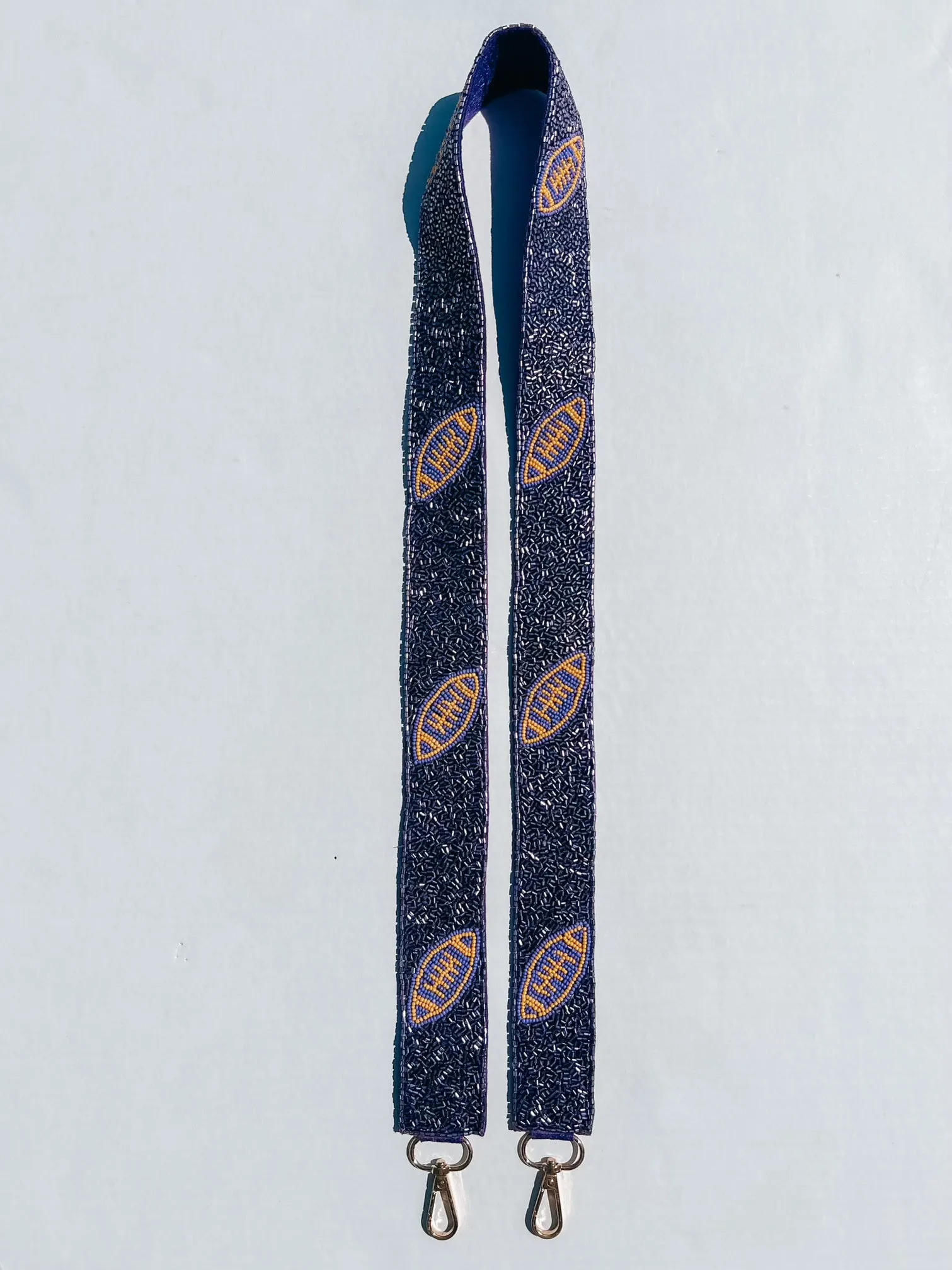 Purple & Gold Football Beaded Purse Strap