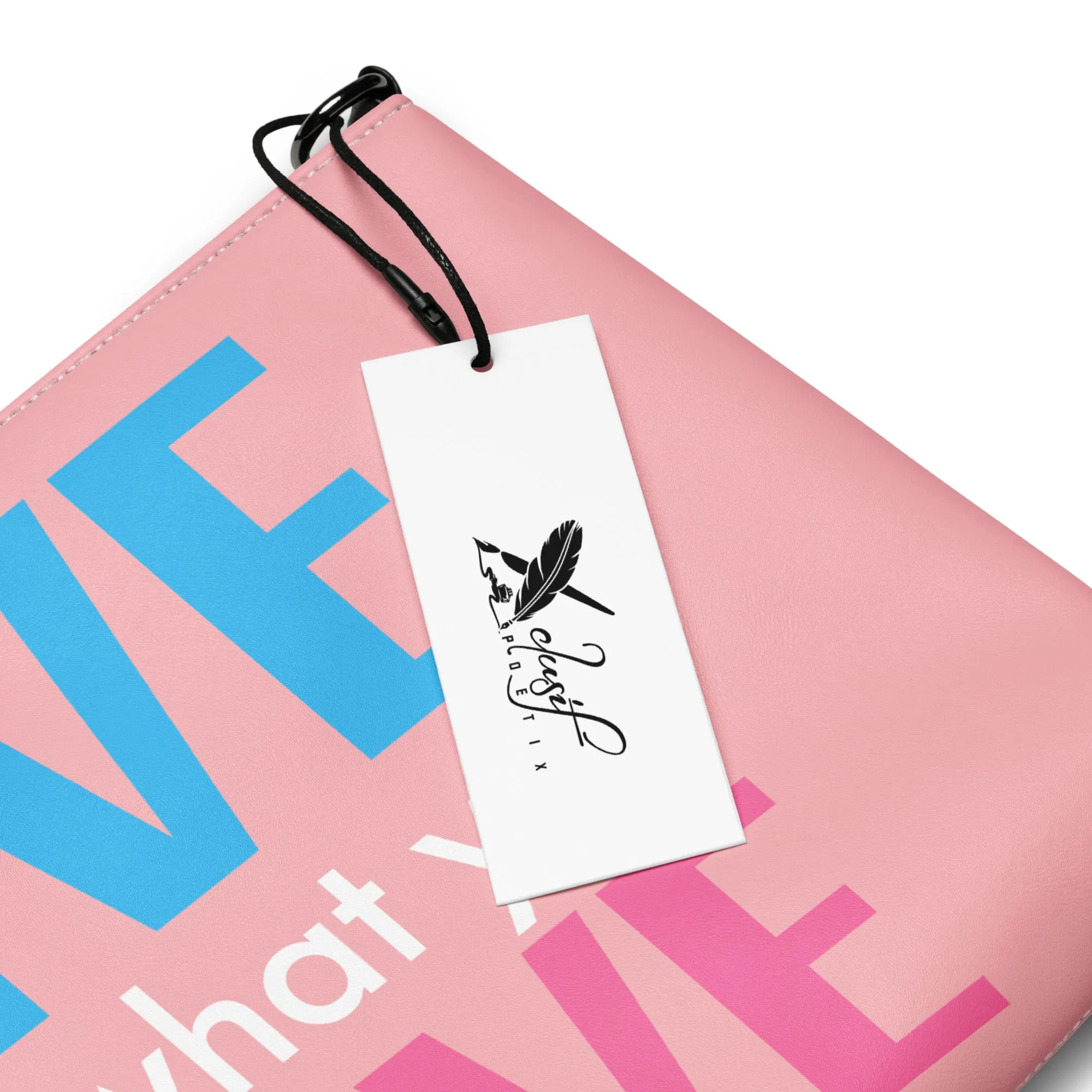 "LIVE FOR WHAT YOU LOVE" BY XCLUSIF POETIX PINK Crossbody bag