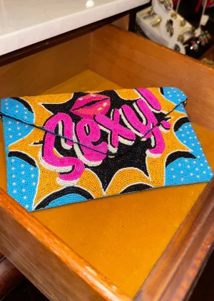 "SEXY" Beaded Clutch