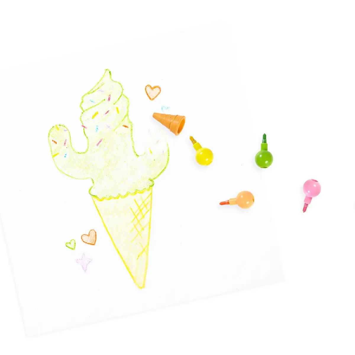 Rainbow Scoops Vanilla Stacking Erasable Crayons