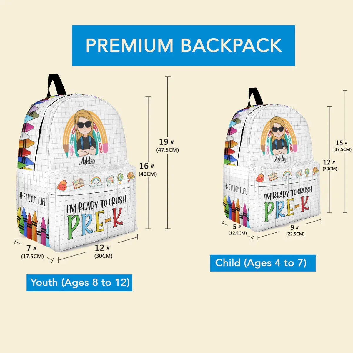 Ready To Crush School - Personalized Kid Backpack