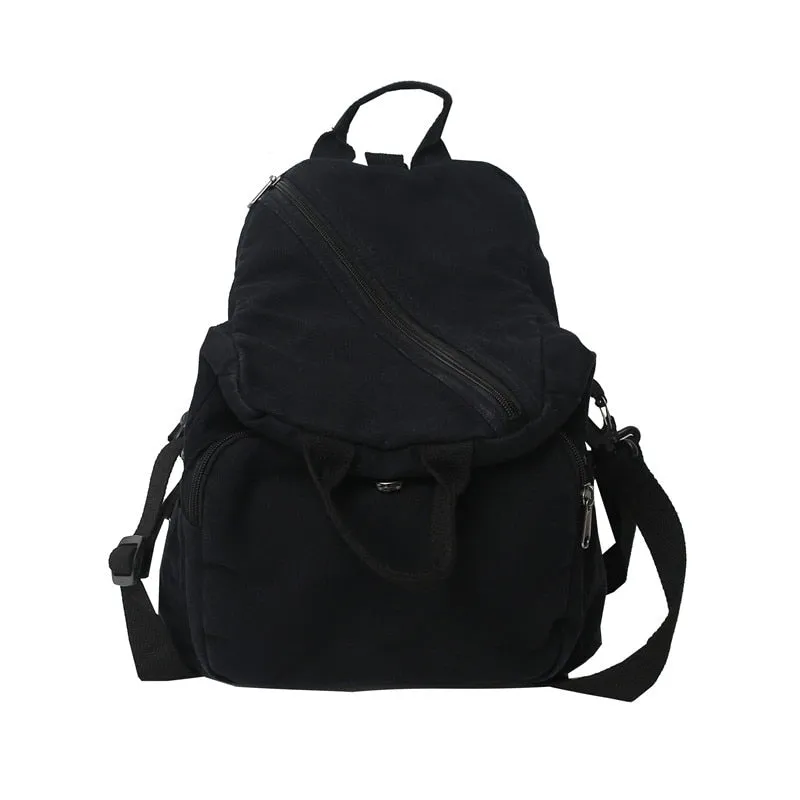 Realaiot Female Canvas Vintage Backpack Fashion Women Laptop Bags Brown Trendy Lady Small Backpack Girl Travel School Bag College Student