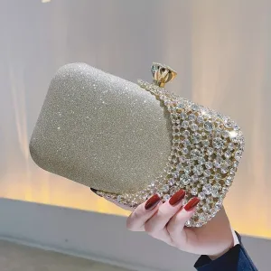 realaiot  Rhinestone Decor Wedding Clutch Purse, Women's Glitter Evening Handbags, Elegant Handbags For Party Prom