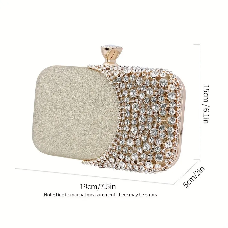 realaiot  Rhinestone Decor Wedding Clutch Purse, Women's Glitter Evening Handbags, Elegant Handbags For Party Prom