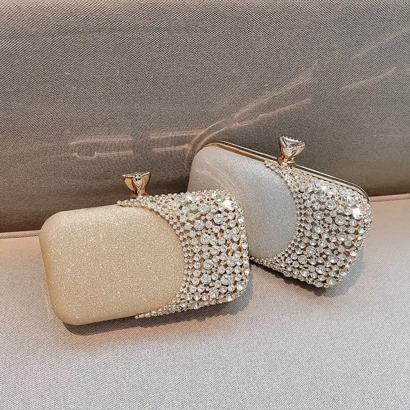 realaiot  Rhinestone Decor Wedding Clutch Purse, Women's Glitter Evening Handbags, Elegant Handbags For Party Prom