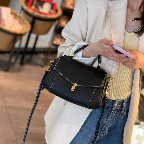 Retro Creamy-white Solid Color Women Shoulder Bag