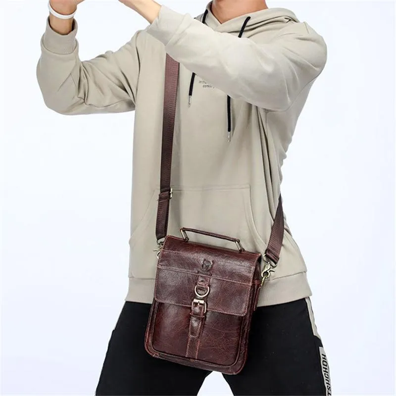 Retro Lightweight Durable Business Buckle Genuine Leather Crossbody Bags Sling Bag Handbag