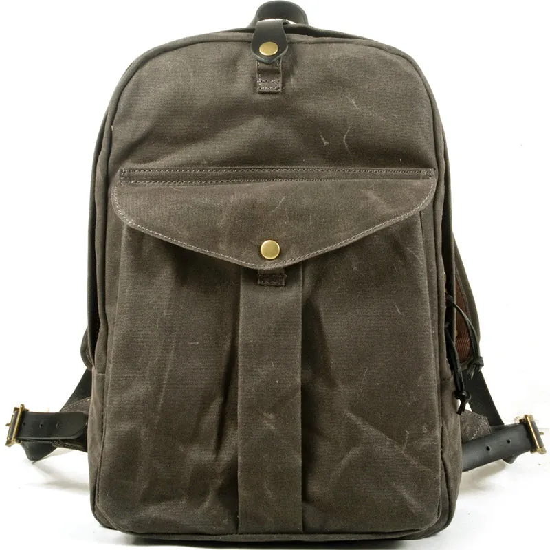Retro Oil Wax Canvas Backpack School Bag