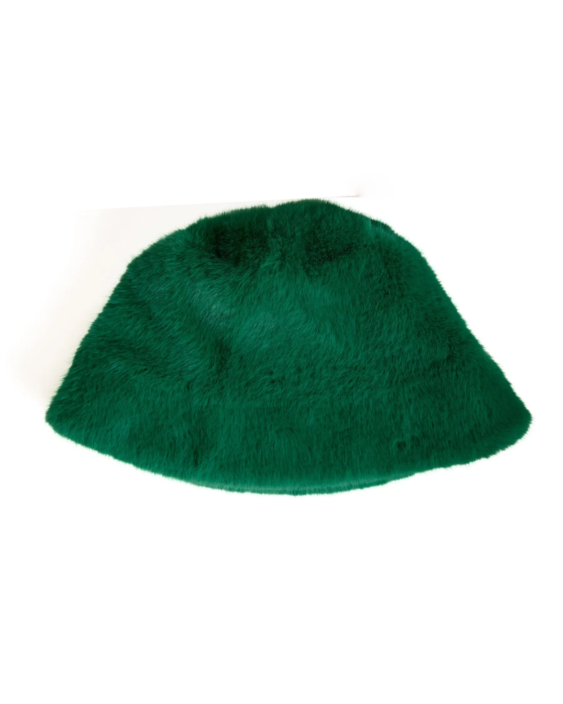 Rich Green Faux Fur Bucket Hat