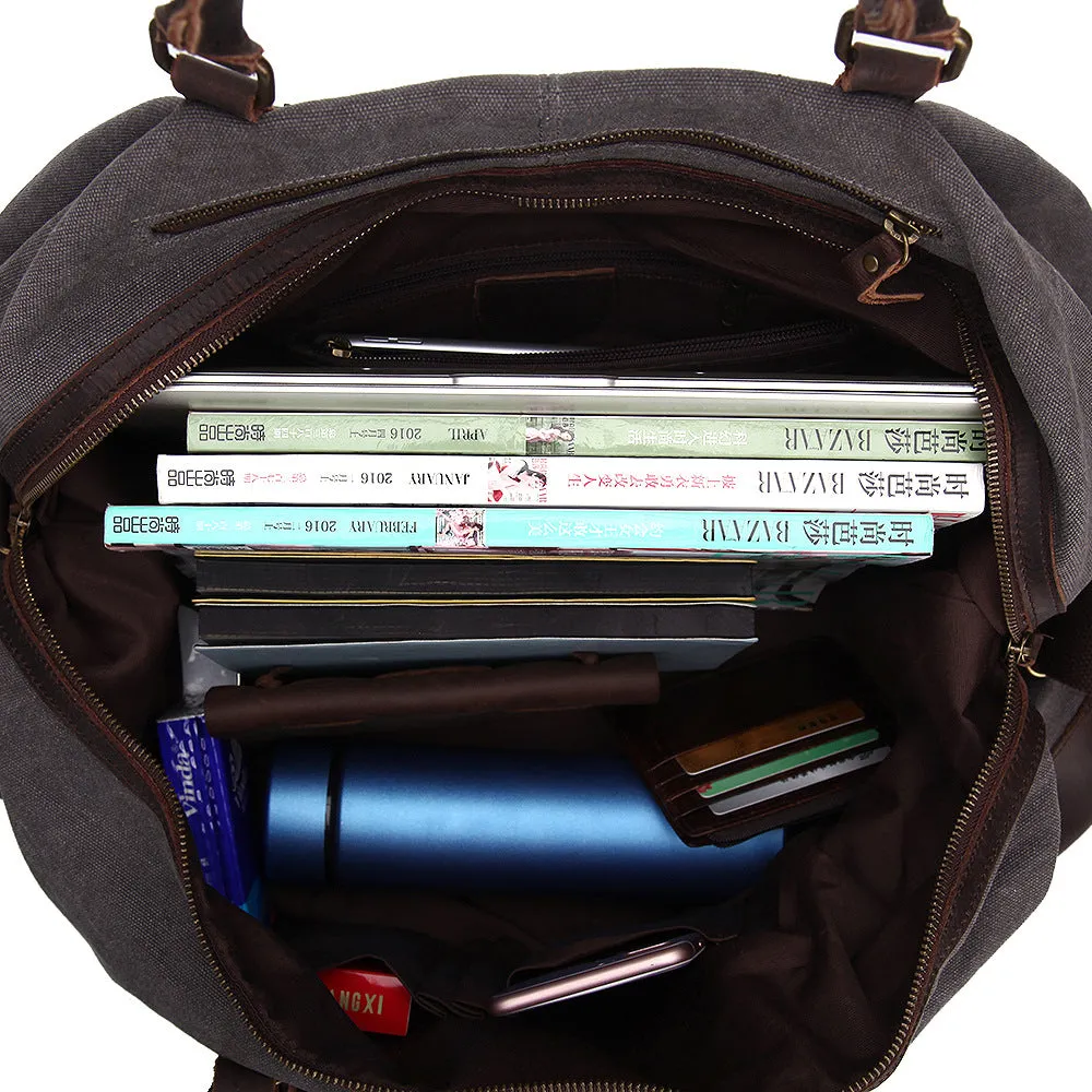 RockCow Canvas Mens Weekend Bag, Mens Duffle Bags, Gym Bag