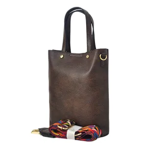!SALE! Chocolate Brown Faux Leather NGIL Bucket Handbag