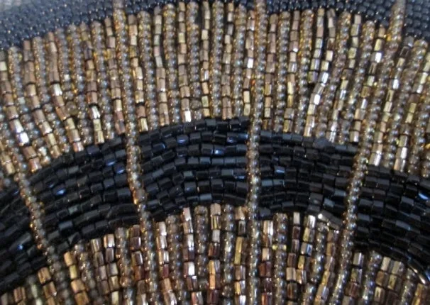 SCALLOP Beaded MERMAID evening bag clutch purse wallet BLACK SHELL COPPER Vegan