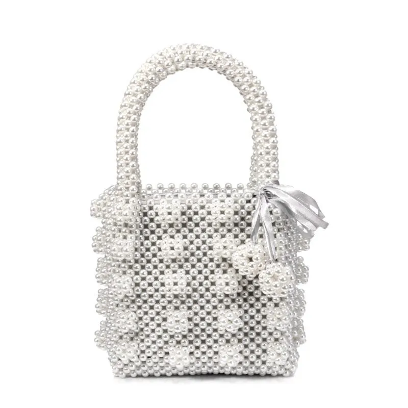 SEKUSA beaded wedding bridal evening bags hollow fashion women clutch pearl diamonds handbags shell design for party diner purse
