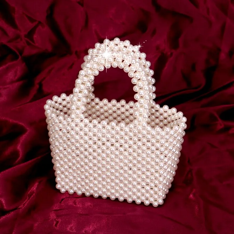 SEKUSA beaded wedding bridal evening bags hollow fashion women clutch pearl diamonds handbags shell design for party diner purse
