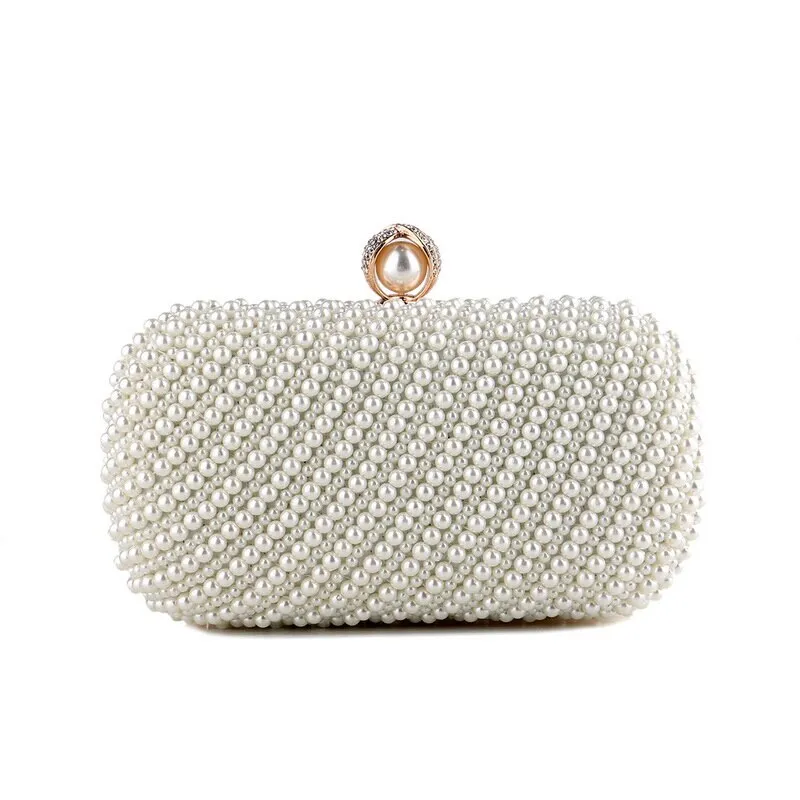 SEKUSA beaded wedding bridal evening bags hollow fashion women clutch pearl diamonds handbags shell design for party diner purse