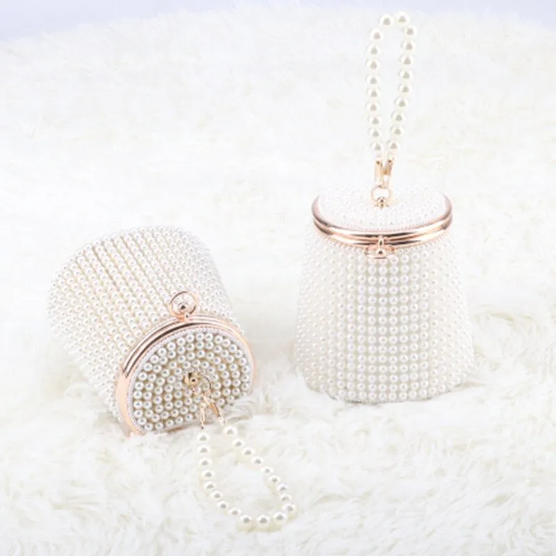 SEKUSA beaded wedding bridal evening bags hollow fashion women clutch pearl diamonds handbags shell design for party diner purse