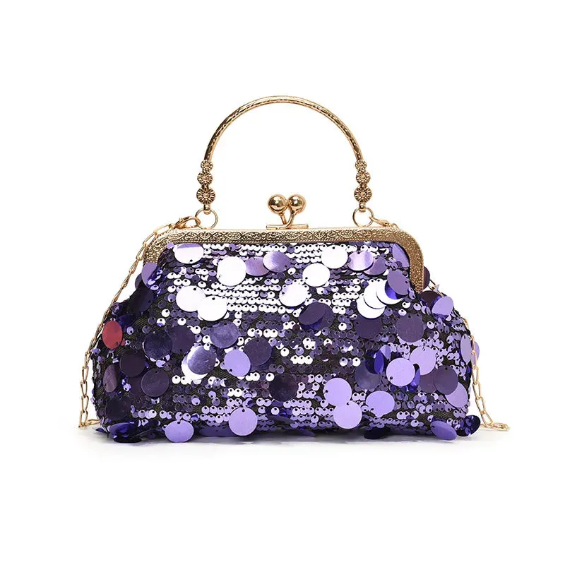 Sequins Evening Clutch Bag Fashion Evening Bags Chain Strap Bling Shoulder Bag Large Capacity Top Handle Purse for Wedding Party